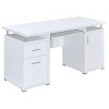 Vynxaria 1pc Modern 55-inch 2-drawer Office Computer Desk White Cabinet With Adjustable Shelf Slide-out Keyboard Tray Silver-finished - 3 of 4