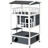 PawHut Wooden Outdoor Cat House, Feral Cat Shelter Kitten Tree with Asphalt Roof, Escape Doors, Condo, Jumping Platform - 4 of 4