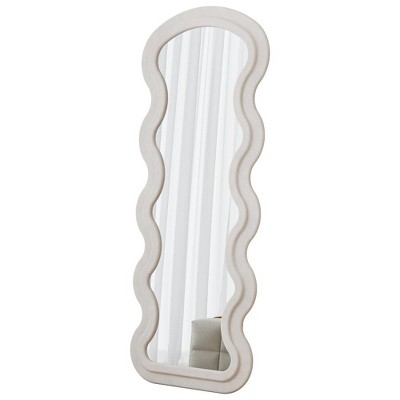 JUJABU Full-Length Wavy Floor Mirror with Stand for Bedroom or Living Room