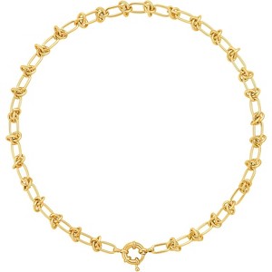 18K Gold Plated Paperclip Choker with Freshwater Cultured Pearl Pendant, Dainty Satellite Chain Necklace - 1 of 4