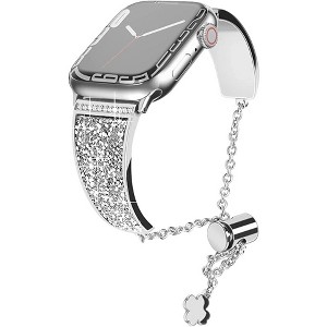 Worryfree Gadgets Metal Bling Band Compatible with Apple Watch Band Stainless Steel with Crystals for Women Girls iWatch Series 8 7 6 SE 5 4 3 2 1 - 1 of 4