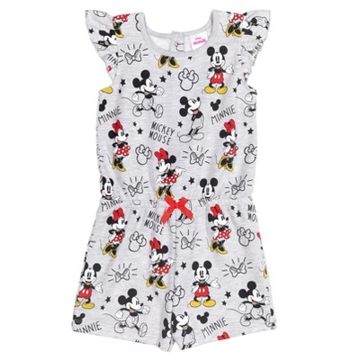 Disney Minnie Mouse Mickey Mouse Sleeveless Romper Gray 
