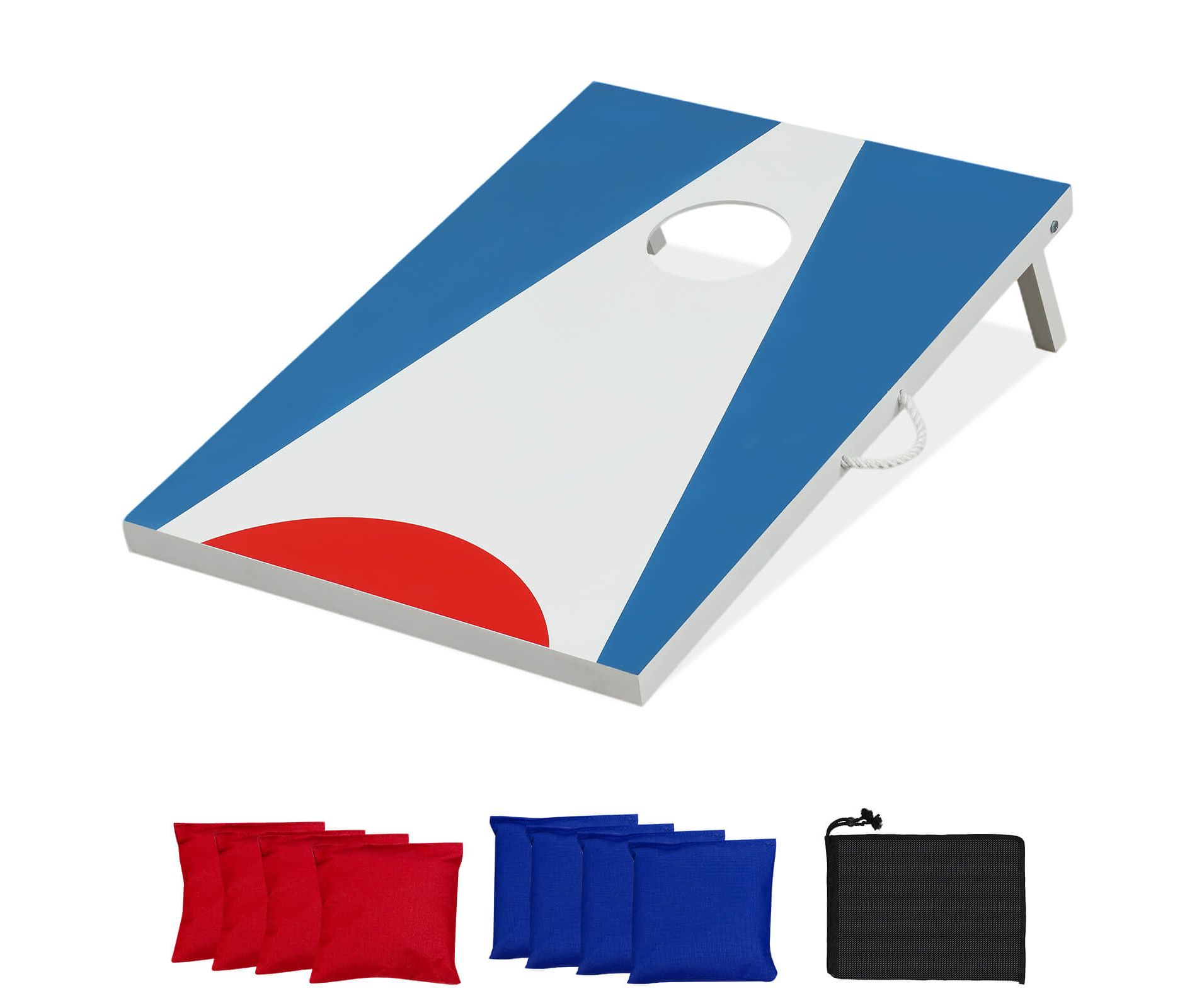 Costway 3 x 2 FT Cornhole Board Set with Foldable Legs & Side Handle 8 Bean Bags Included