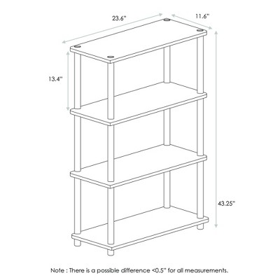 Dark Walnut 4-Tier Wooden Ladder Bookshelf