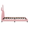 Whisen Upholstered Leather Platform Bed with Rabbit Shaped Headboard - 3 of 4