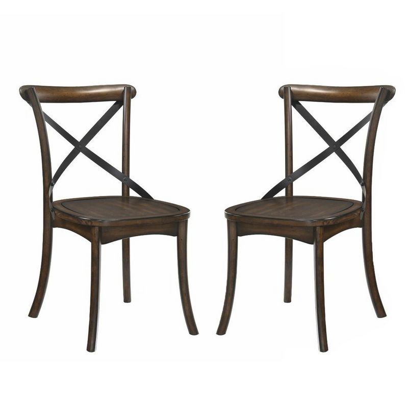 Simple Relax Set of 2 Wood Side Chair in Dark Oak and Black, 1 of 6