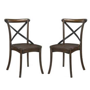 Simple Relax Set of 2 Wood Side Chair in Dark Oak and Black
