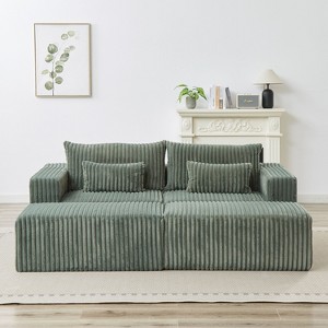 NicBex Couches for Living Room Loveseat with Ottomans Corduroy Fabric Modular Sectional Sofa Comfy Deep Plush Couch with Ottomans and 2 Pillows - 1 of 4
