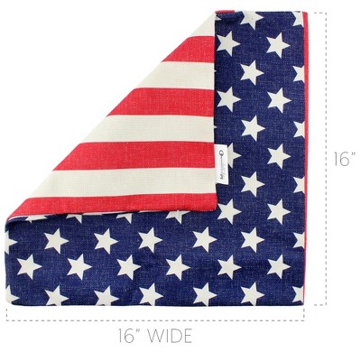 AuldHome Design American Flag Pillow Covers, Set of 3; Vintage Rustic Farmhouse Style Throw Pillow Cases
