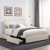 VECELO Upholstered Platform Bed Frame Platform with 4 Storage Drawers, Adjustable Velvet Rivets Headboard - 3 of 4