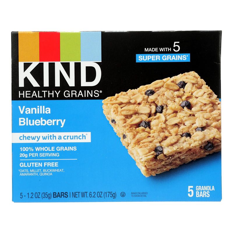 Kind Healthy Grains Vanilla Blueberry Granola Bars - Case of 8/5 pack, 1.2 oz, 2 of 8