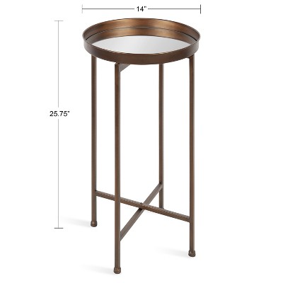 Celia Bronze Metal Foldable Tray Accent Table with Mirror Top