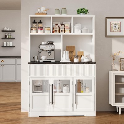 60'' Kitchen Pantry Cabinet, Tall Pantry Storage Cabinet, Farmhouse Kitchen Hutch with Storage Drawers