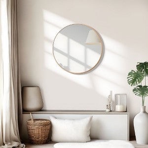 Wooakway Round Metal Decorative Wall Mirror Bathroom Mirror Wall Mount Accent Mirror Wall Decor for Bedroom Living Room - 1 of 4