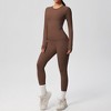 Anna-Kaci Active Women's Long Sleeve Crew Neck Top and High Waist Leggings Set with Slim Fit Design - 4 of 4