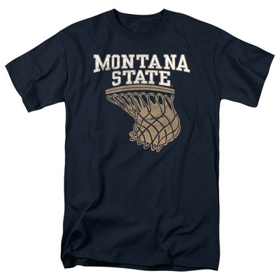 Montana State University Basketball Hoop Adult T-Shirt Navy