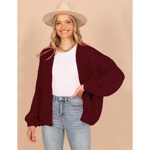 Clearlove Women's Cardigan Soft Pocketed Long Sleeves Casual Knitted Open Front Cardigans Lightweight Sweaters - 1 of 4