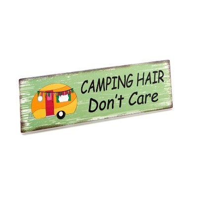 Lakeside Distressed Wood Rustic Themed Camping Hair Sign