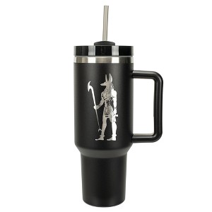 Elanze Designs 40 Ounce Travel Tumbler With Straw and Lid Stainless Steel Double Wall Insulated Anubis Guardian of the Afterlife Black - 1 of 4