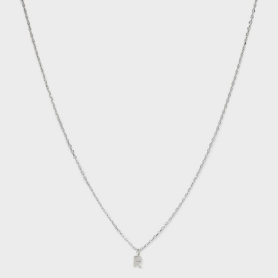 Sterling Silver Small Polished Initial Pendant Necklace - A New Day™ Silver