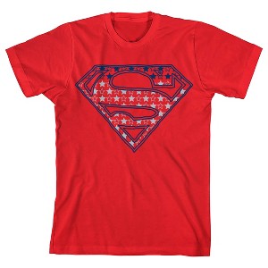 Superman Star-spangled Logo Boy's Red T-shirt - 1 of 3