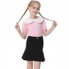 Girls Cute Tops Peter Pan Collar with Cute Bow Puff Short Sleeve Kids Fashion Shirts Summer Top Keyhole Tops Girls Blouse - Pink,5-6 Years - 3 of 4