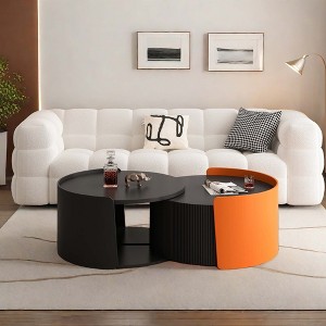 NicBex Modern Round Nesting Coffee Table with Extendable Sliding Tabletop for Living Room and Office - 1 of 4