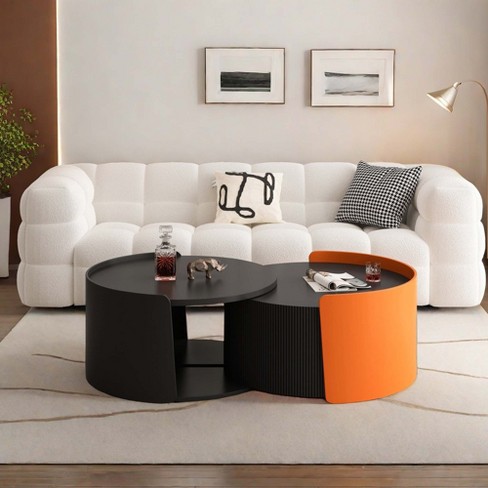 NicBex Modern Round Nesting Coffee Table with Extendable Sliding Tabletop for Living Room and Office - image 1 of 4