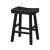 Traditional Solid Wooden Stool Set of 2pc, Contour Seat Black 24"H - 2 of 4
