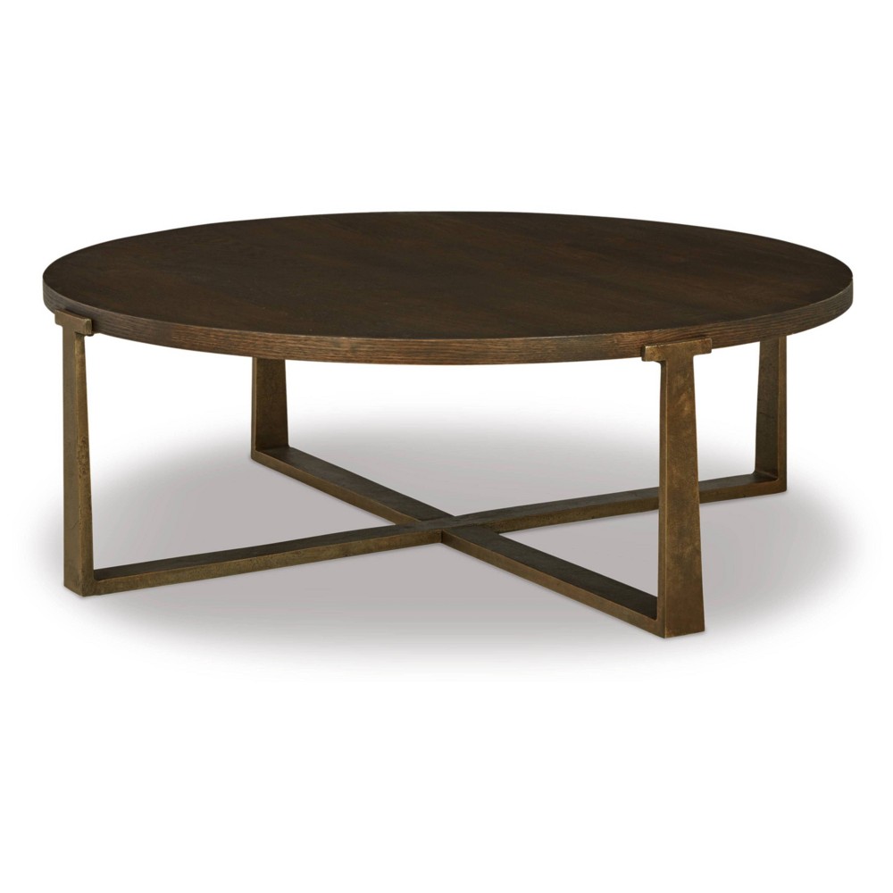 Photos - Dining Table Balintmore Round Coffee Table Metallic Brown/Beige - Signature Design by A