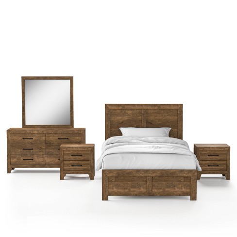 5pc Quail Bedroom Set With 2 Nightstands Rustic Light Walnut Homes Inside Out Target