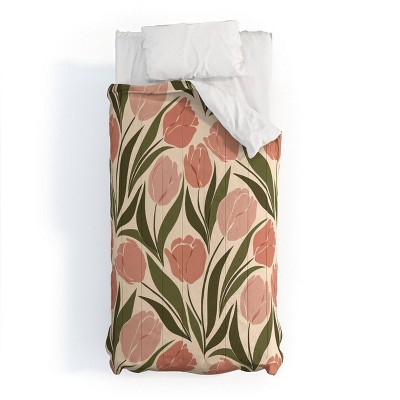 Deny Designs 2pc Twin/Twin XL Cuss Yeah Pink Tulip Field Comforter and Sham Set