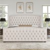 AMERLIFE Queen Size Platform Bed Frame, Velvet Upholstered Bed with Deep Button Tufted, White - 2 of 2