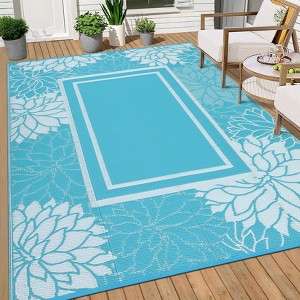Outdoor Rug Waterproof Plastic Straw Rug, UV Resistant Foldable Lightweight Mat Reversible Patio Rug for Camping - 1 of 4