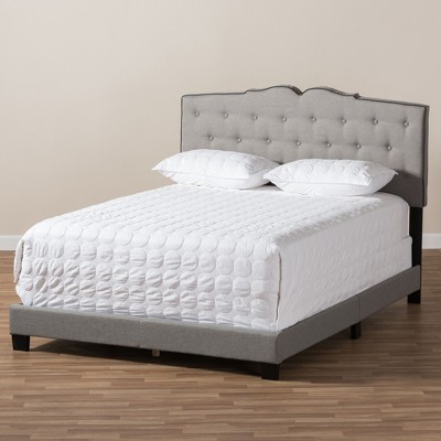 Elegant Light Grey King-Sized Bed with Tufted Upholstered Headboard and Storage Drawer