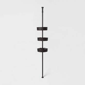 Steel Corner Tension Pole Caddy Matte Black - Room Essentials