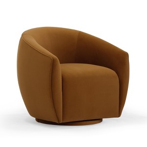 Jordan Velvet Swivel Chair Cognac 32.6"W x 30"D x 29.5"H - 1 of 4