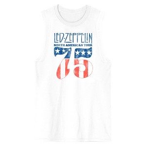 Led Zeppelin North American Tour 75 Crew Neck Sleeveless Men's White Tank Top - 1 of 3