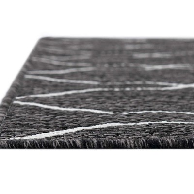 Charcoal Trellis Flat Woven Outdoor Runner Rug