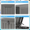 Sersper 180 Gallon XL Deck Box with Divider, Lockable & Waterproof Resin, Light Gray - For Patio Furniture & Tools (4 Pack) - 3 of 4
