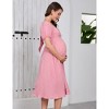 Women's Maternity Dress Puff Sleeve Back Tie Detail Open Back Maxi Dress for Pregnancy Comfortable - 4 of 4