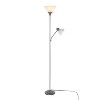 LumiSource Dual 72" Contemporary Metal Floor Lamp in Silver Metal/Frosted White Plastic Shades - 4 of 4