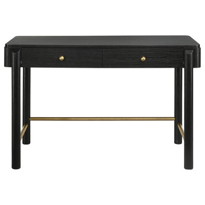 Black Coastal 2-Drawer Vanity Desk with Gold Accents