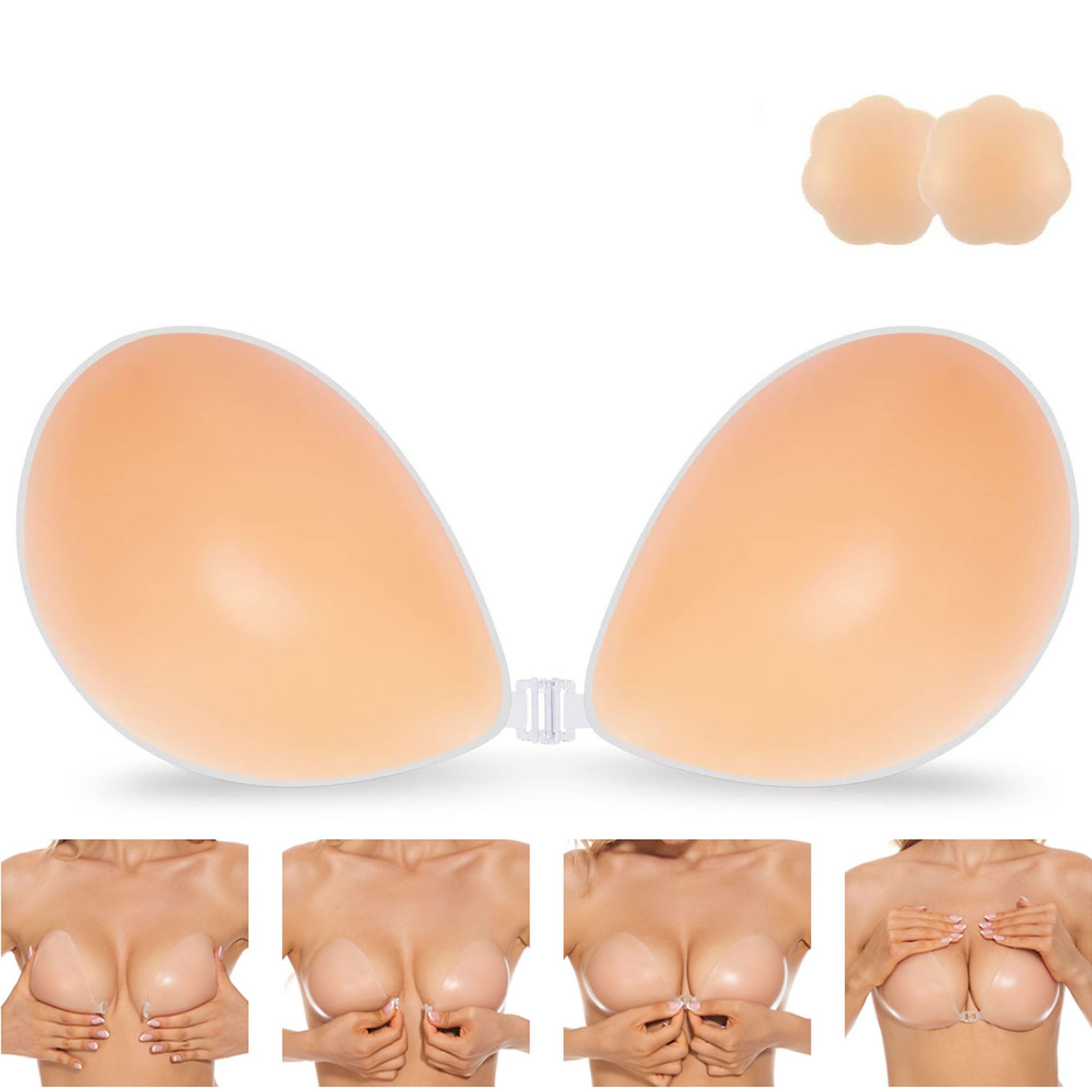 Niidor Women's Adhesive Strapless Backless Bra - Nude