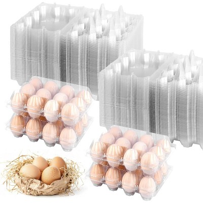 100 Pack 12 Count Plastic Egg Cartons - Bulk Clear Reusable Egg Containers for Chicken Eggs Dozen Storage
