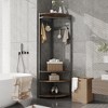 Appendiabiti ad angolo, in metallo, con 6 ganci doppii, scarpiera aperta, per corridoio, soggiorno, camera da letto, stile vintage/grigio/oro - 4 of 4
