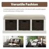 PAGED Rustic Storage Bench with 3 Removable Classic Rattan Basket, Linen Blend Ottoman with Storage & Removable Cushion, Entryway Bench -No Assembly - 4 of 4