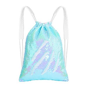 Generic Sparkly Drawstring Backpack Mermaid Sequin Dance Bag Sports Gym B - 1 of 4