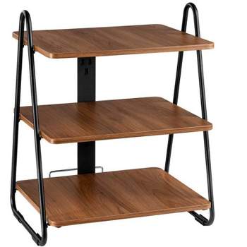 MPM 3 Tiers Industrial Style Storage Rack with Cable Management, Equipment Shelf, AV Media Shelf, Audio Stand, for Ampli