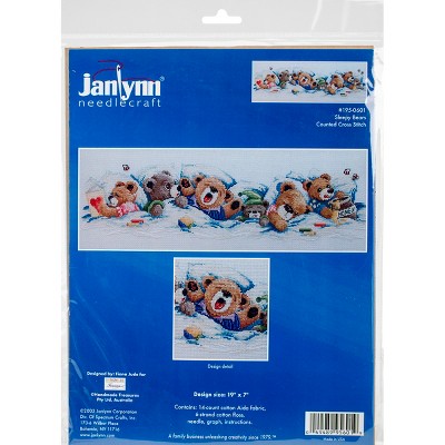 Janlynn Counted Cross Stitch Kit 19"X7"-Sleepy Bears (14 Count)